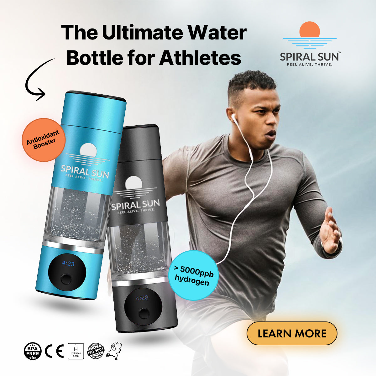 Spiral Sun™ Hydrogen Water Bottle (Carbon)